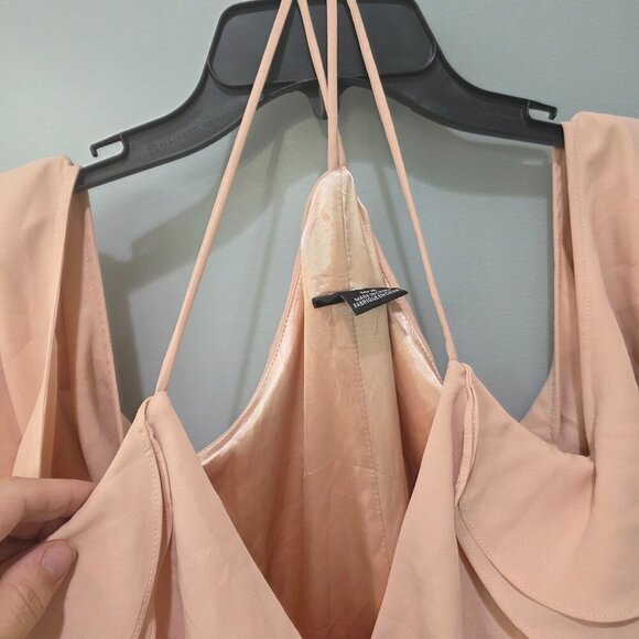 City Chic Pink Wrap Maxi Dress 18 | Cold Shoulder Strappy Formal Gown - Picture 5 of 16